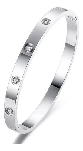 Brazalete Pulsera Para Mujer Con Piedra Zirconia Color Plata De Gran Durabilidad 6.5 Cm 17 Cm