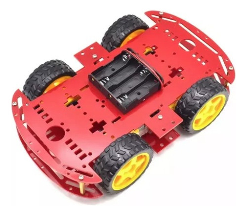 Kit Chassi 4wd Carro Robô Para Arduino Vermelho