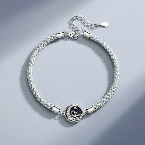 Pulseras Parejas Estrella Y Mar Plata 925 Regalos Unisex