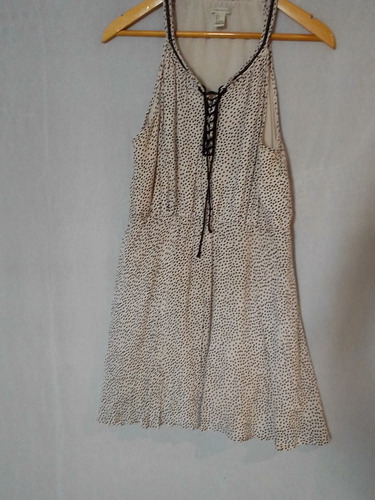 Vestido Forver 21 Talle Large Beige Con Pintitas Negras