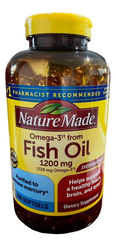 Nature Made Fish Oil 1200 Mg (720 Mg Omega-3) 290 Softgels Sabor Sin Sabor