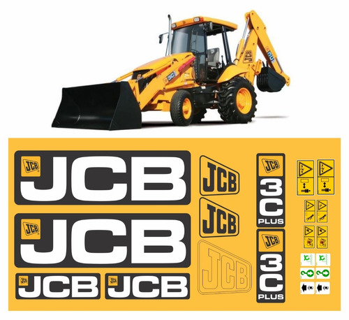 Adesivo Retroescavadeira Jcb 3c Plus + Etiqueta Completo Mk