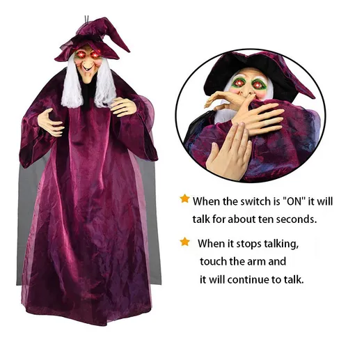 Decoración De Halloween Bruja Controlada Por Voz 2024