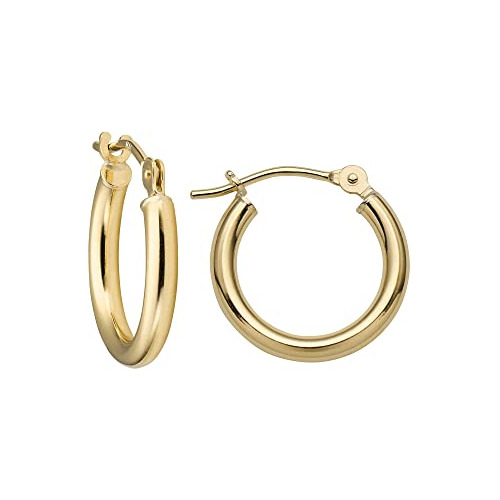 Pendientes De Aro De Oro Macizo De 14 K Para Mujer, 2 Mm, Hi