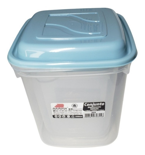 Imagem 6 de 7 de Potes Para Mantimentos Kit 3 Peças Transparente Com Tampa Nf