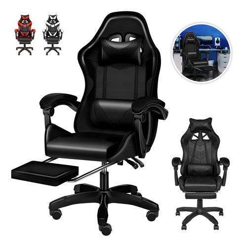 Silla Gamer De Escritorio Oficina Con Reposapies Muy Comoda