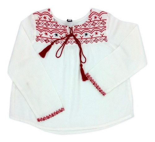 Imagen 2 de 3 de Blusa Manga Larga Bordada C/ Borlas - Templanza Witty Girls