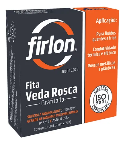 Fita Veda Rosca Grafitada Firlon-18mmx25 Metros- 10 Unidades