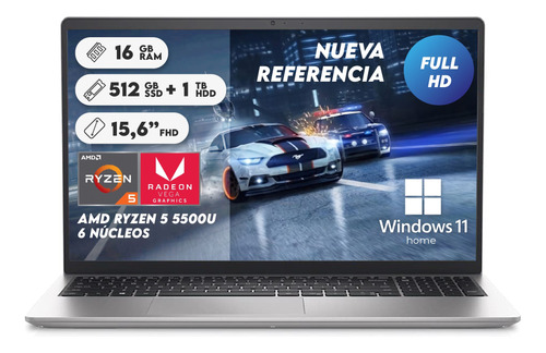 Portátil Dell 3505 Ryzen 5 3450u 16gb Ssd 256+1tb 15.6 Win10