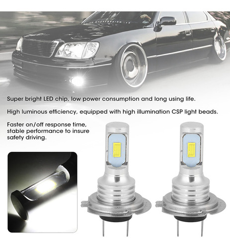 Para 2pcs 80w 6000k H7 Led Coche Niebla Luz Blanca 12-24v /