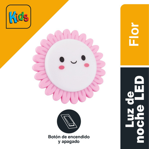 Luz De Noche Led Sanelec Kids 0,5w Diseño Flor Color Rosa