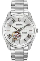Comprar Bulova Wilton Automatico 96a207 Corazon Abierto Color de la correa Plateado Color del bisel Plateado Color del fondo Plata