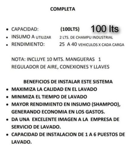 Maquina De Espuma Para Autolavado 100lts Completa