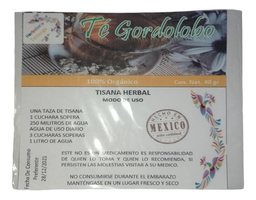Té Gordolobo P/tos 40gr 100%natural De Productos Tenango