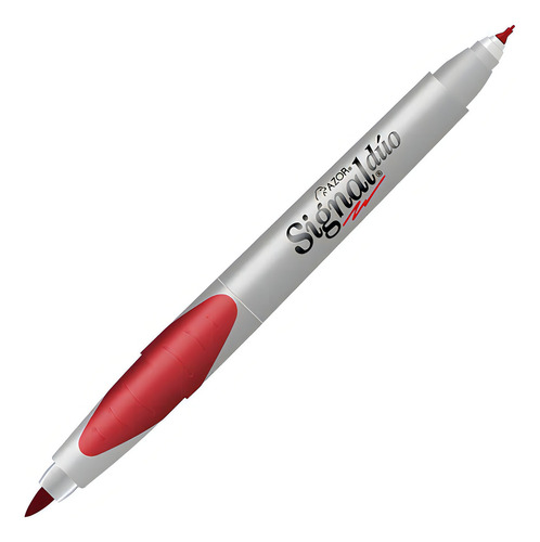 Marcador Permanente Azor Signal Duo 3300ro Rojo Caja C/12pzs