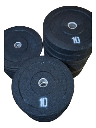 Disco Olímpico Bumper Caucho 10kg Gym Crossfit Negro