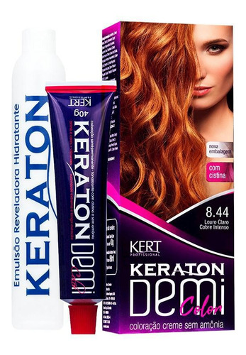 Coloração Keraton Demi Color Louro Claro Cobre Intenso 8.44