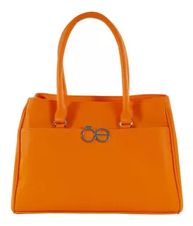 Bolsa De Mano Satchel Cloe Ignali Color Naranja