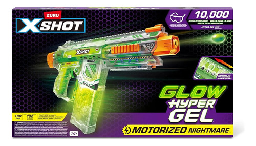 Lanzador De Bolitas De Hidrogel Brillan En La Oscuridad Glow Hypergel Zuru X-shot Con Gafas Protectoras + 10000 Municiones