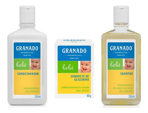 Kit Infantil Shampoo 250ml + Cond 250ml + Sab Barra Granado