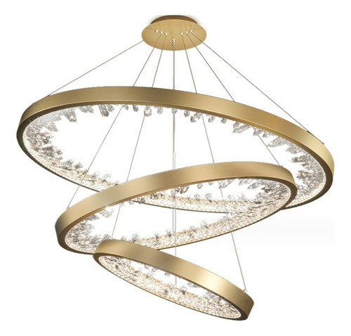 Lampara Candil Colgante Led Acadon 3 Aros Dorado 113w