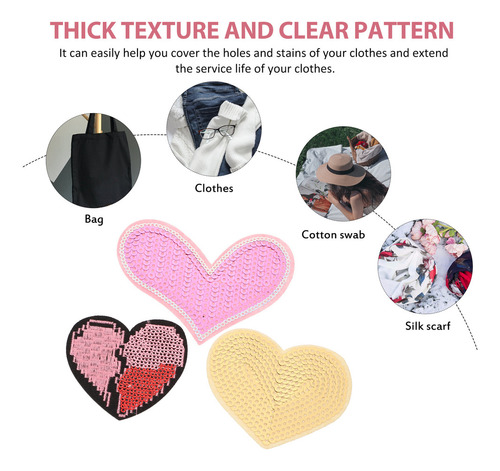 Adhesivo Love Back De Tela Con Forma De Corazón, 15 Unidades