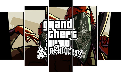 Cuadro 5 Piezas Grand Theft Auto San Andreas Juego Textura