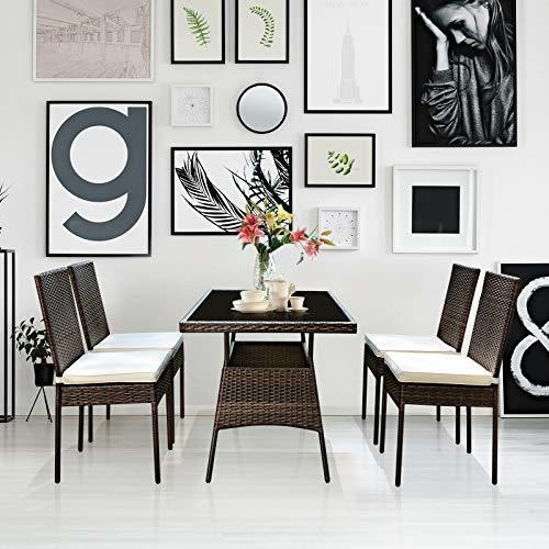 Imagen 3 de 10 de Tangkula Juego De Comedor De Mimbre Para Patio, Mesa Y Silla