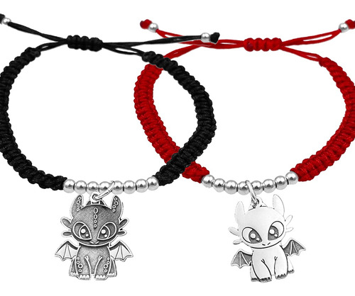 2 Pulseras Y 2 Dijes Chimuelo Dragon Plata 925