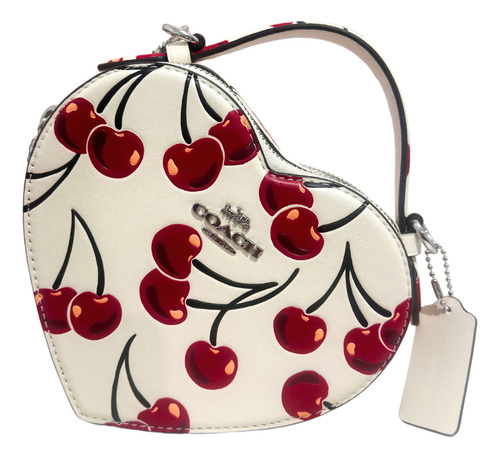 Bolsa Clutch Coach Cherry Heart Bag Color Crema