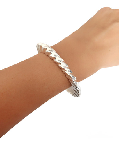 Pulsera Esclava Labrada De Plata 925 Inflada