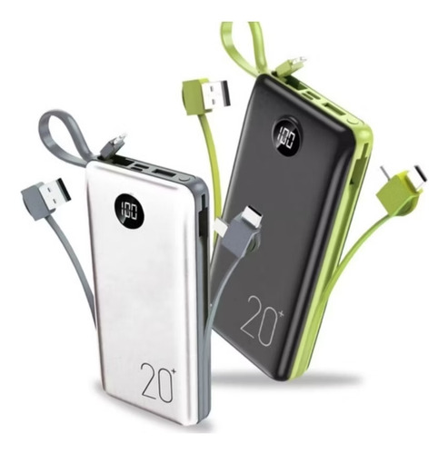 Carregador Portátil 20000 Mah Powerbank Bateria Turbo Cor Branco