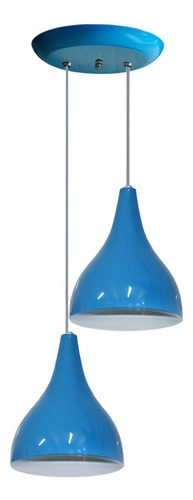 Lustre Duplo Colorido Modelo Funil - Para Mesa De Jantar Cor Azul Voltagem 110v/220v