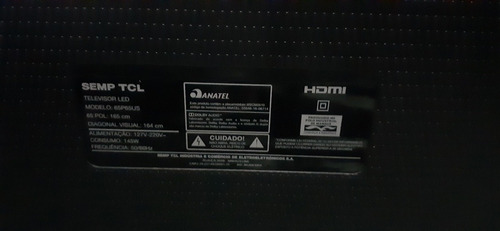 Tv Tcl 65 Polegadas - Tela Trincada - Retirada De Peça