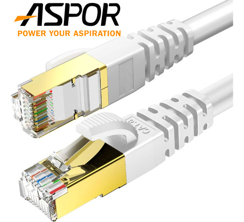 Cable De Red Cat8 Aspor Utp Oro 24k 1.5mts Wifi7 40gbps Sftp