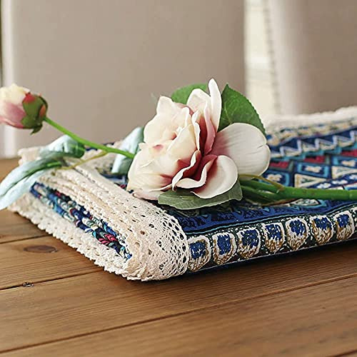 Mantel De Algodón Floral Con Encaje Para Cena Y Picnic