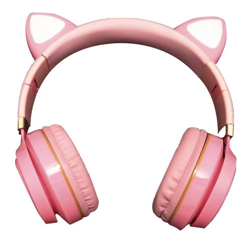 Auriculares Para Nenas Orejas Gato Luz Led Inalámbricos Rosa