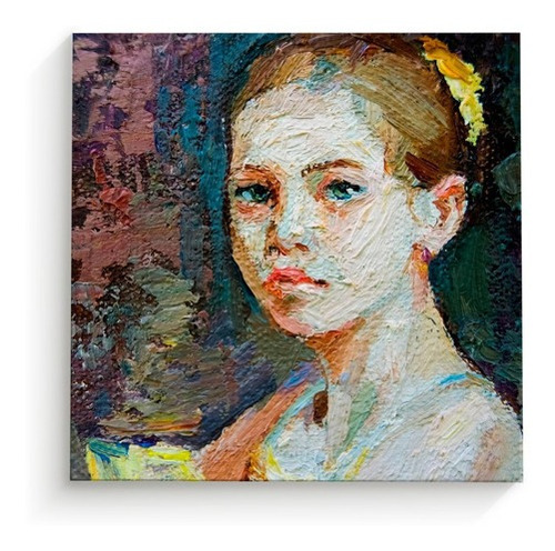 Imagen 1 de 9 de Cuadro Pintura Niña Renacimiento Canvas Decorativo Clásico