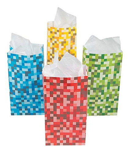 Bolsas De Papel Pixeladas Para Dulces Varios Colores