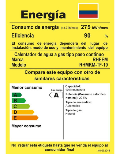 Calentador De Agua 10lt Rheem Gas Natural Tiro Forzado