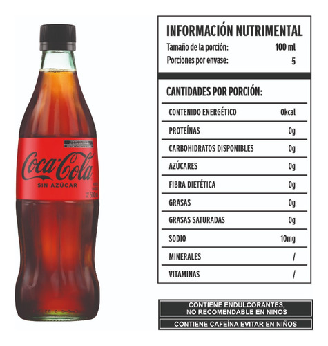 Refresco Coca Cola Zero Vidrio 500 Ml 12 Pack