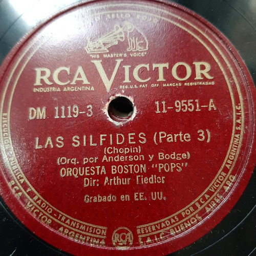 Pasta Arthur Fiedler Las Silfides 3-4 Rca Victor Tc19