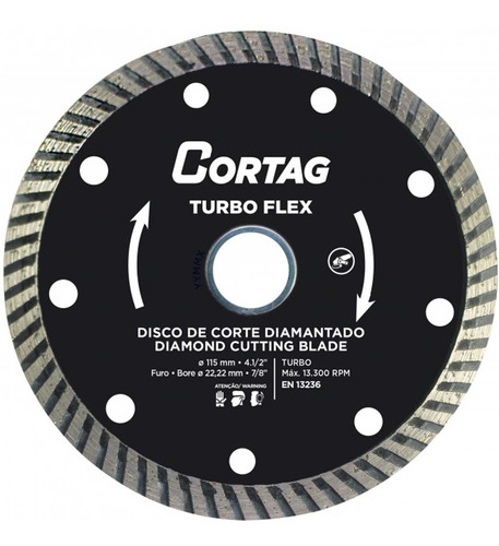 Disco Corte Diamantado Cortag Turbo Flex Furo 22,22mm 61549