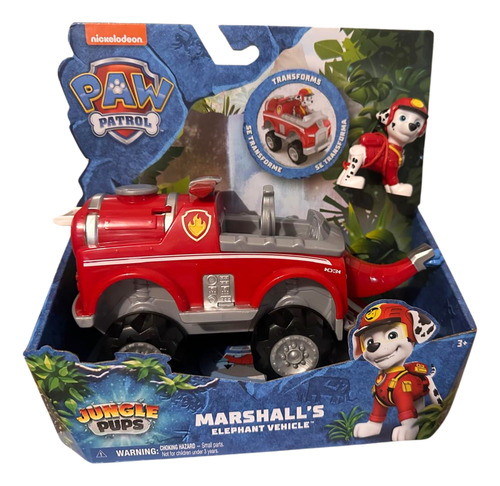 Paw Patrol Jungle Pups - Vehiculos Trasformables De Animales Marshalls Elephant Vehiculo Rojo