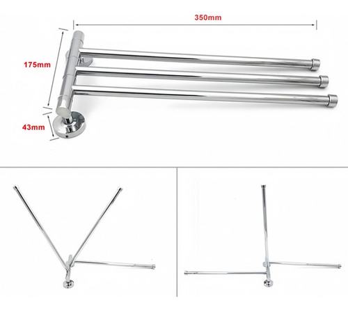 / Toallero De Pared Con 3 Barras Para Baño O Cocina