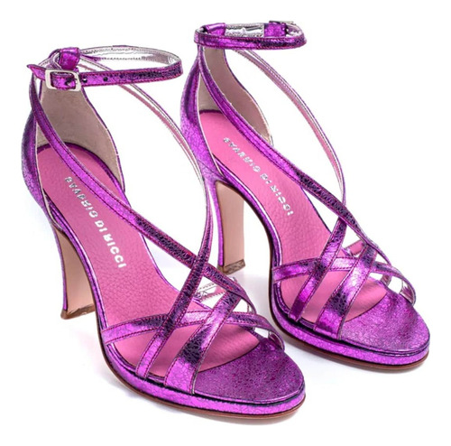 Sandalia Gisele Saverio Di Ricci 23vz1501 Cuero Fucsia Metal