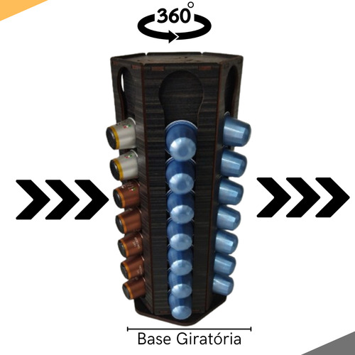 Suporte Organizador Cápsulas Café Nespresso Giratório Cor Preto