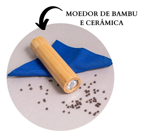 Moedor De Pimenta Bambu E Cerâmica Com Regulagem De Grãos