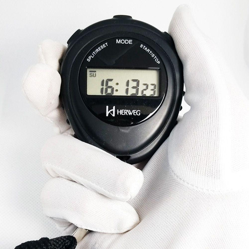 Cronómetro digital negro Herweg 8912-34 con cordón