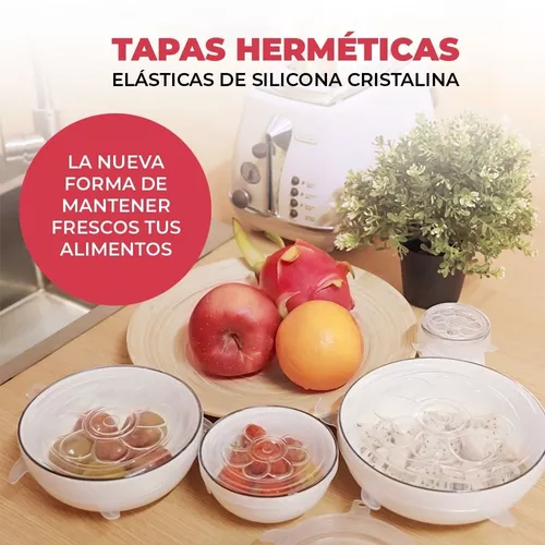 6 Tapas Hermeticas Topper Silicon Reutilizable Cocina Reutil